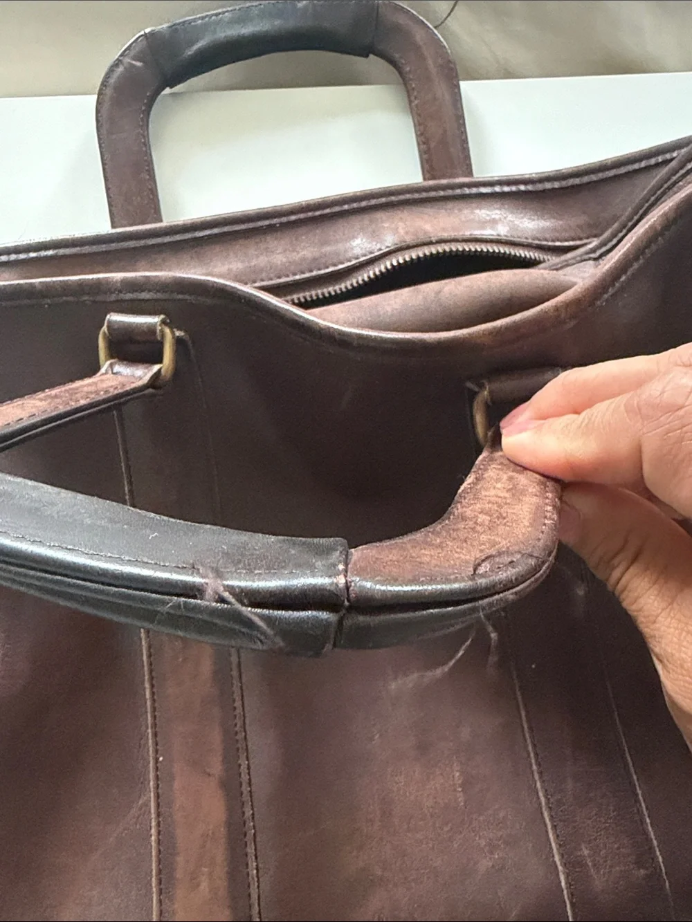 VINTAGE COACH Classic Brown Leather Weekender Bag Briefcase